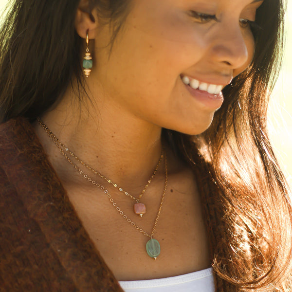 collier acier pierre de lune orangée bijoux