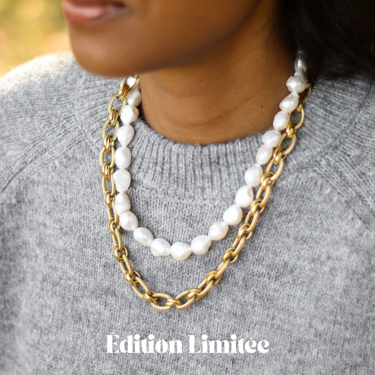 Collier Perles d'eau douce baroque chunky