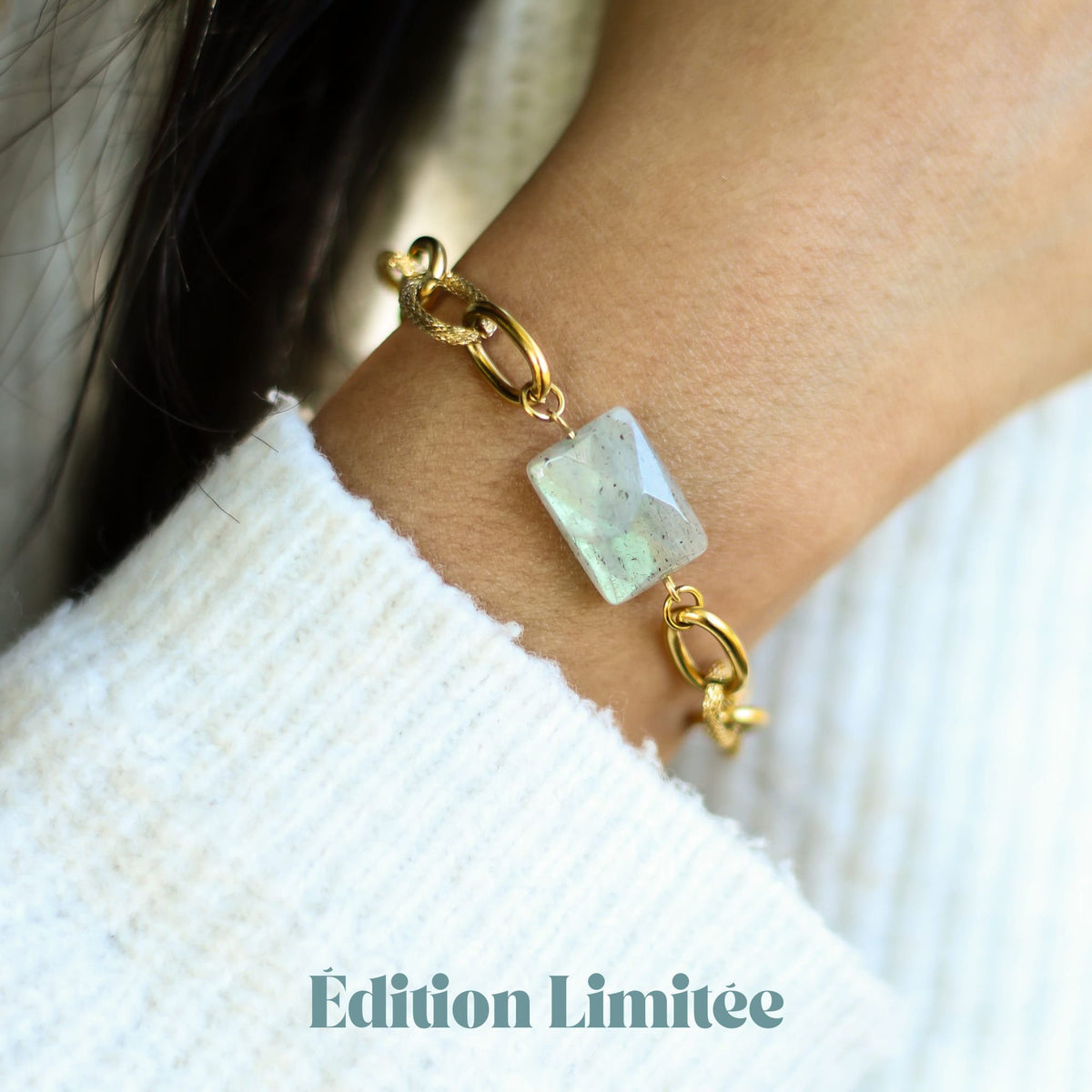 Bracelet Labradorite chaîne épaisse