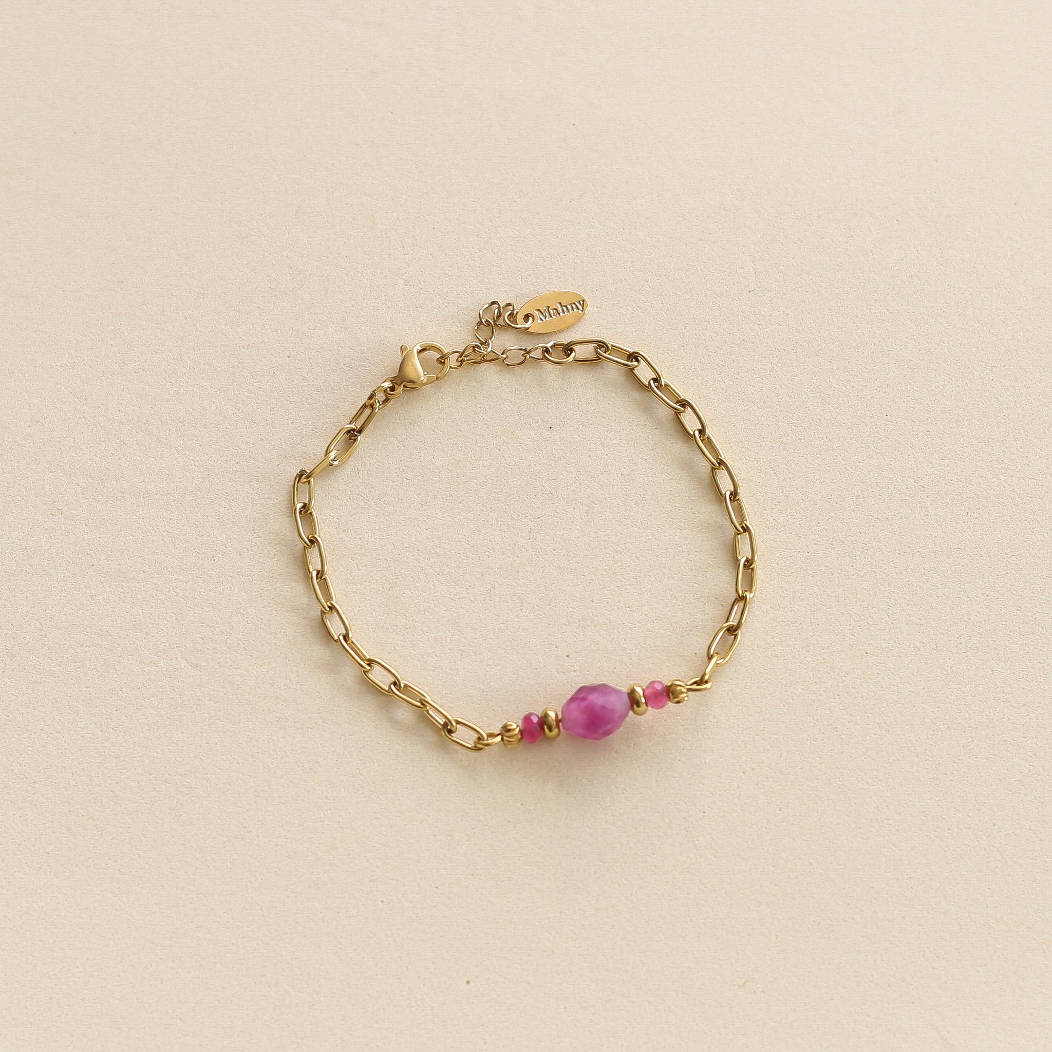 Bracelet Chaîne Aragonite Framboise - Mahny Jewelry