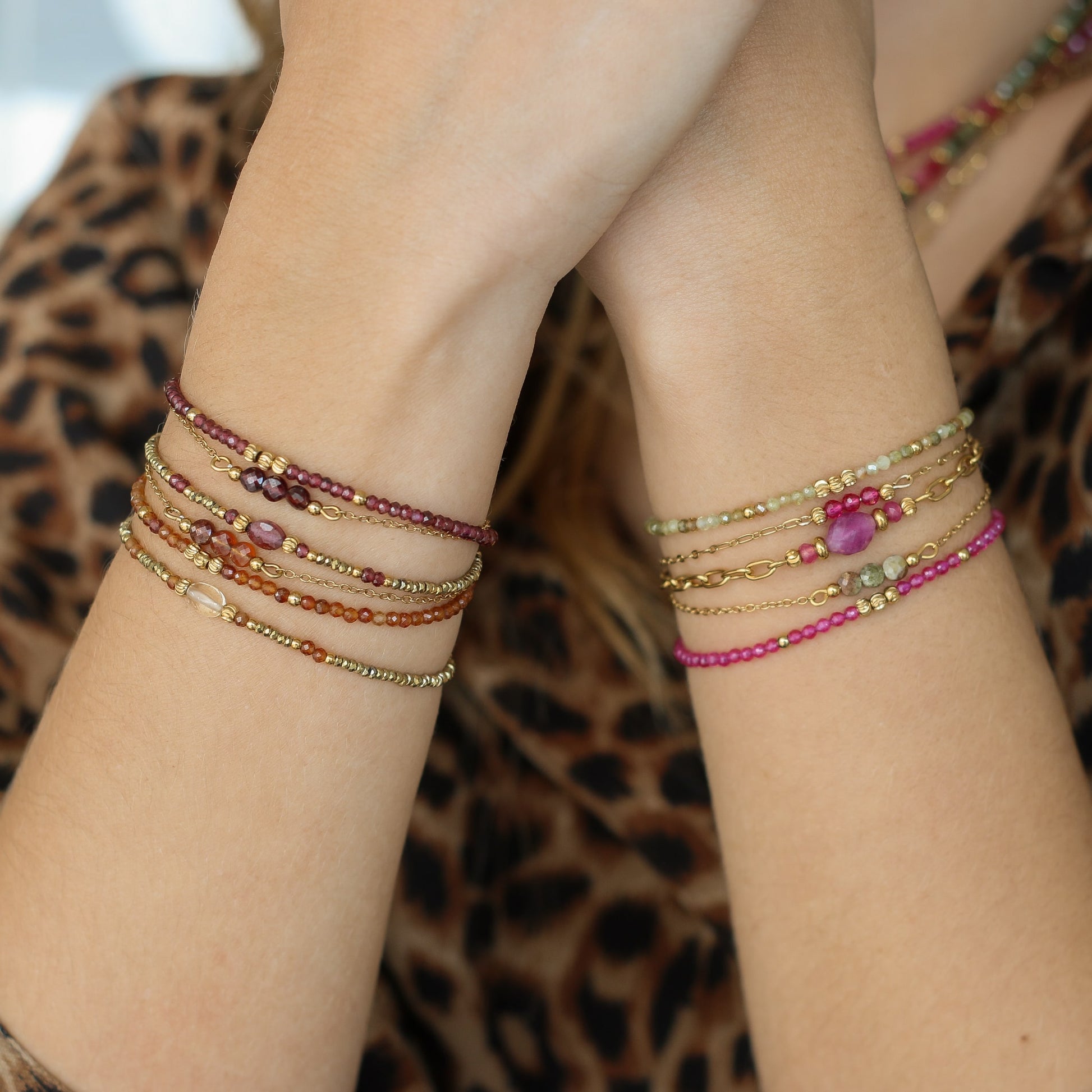 Bracelet 3 perles Grenat - Mahny Jewelry