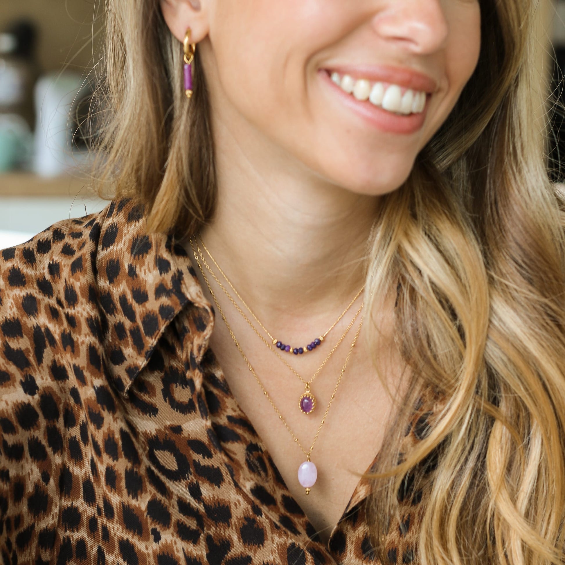 Collier chaîne fine Kunzite