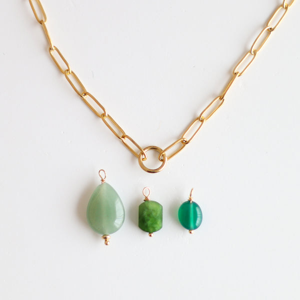 Green stone pendants