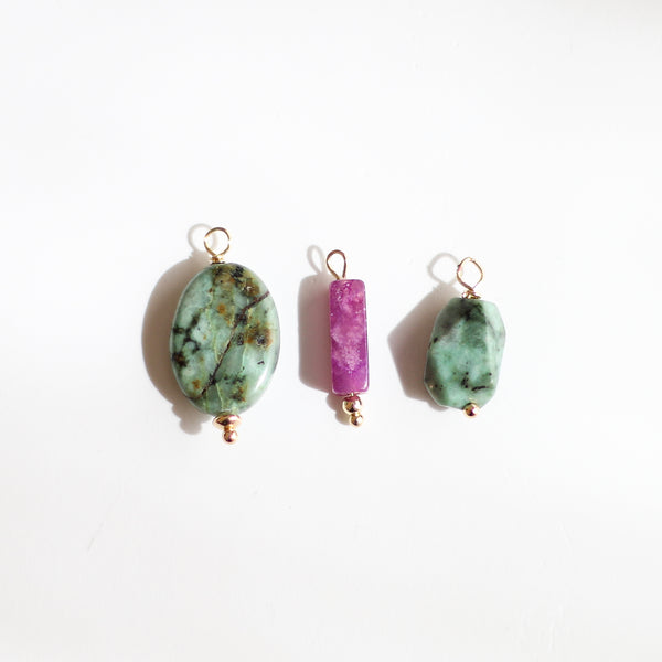 African Turquoise and Lepidolite Pendants
