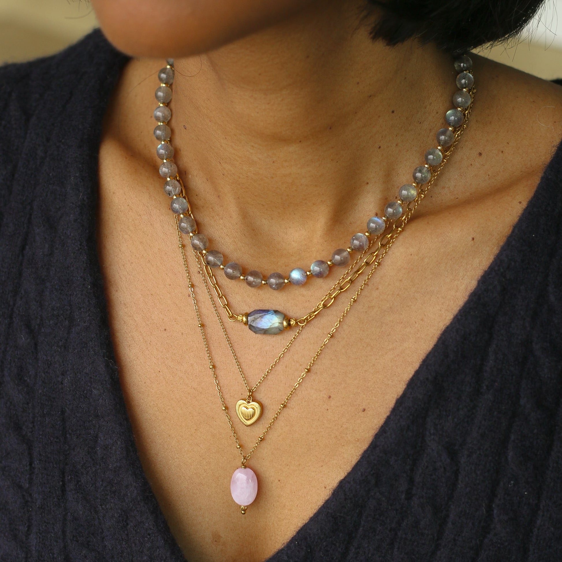 Collier chaîne fine Kunzite