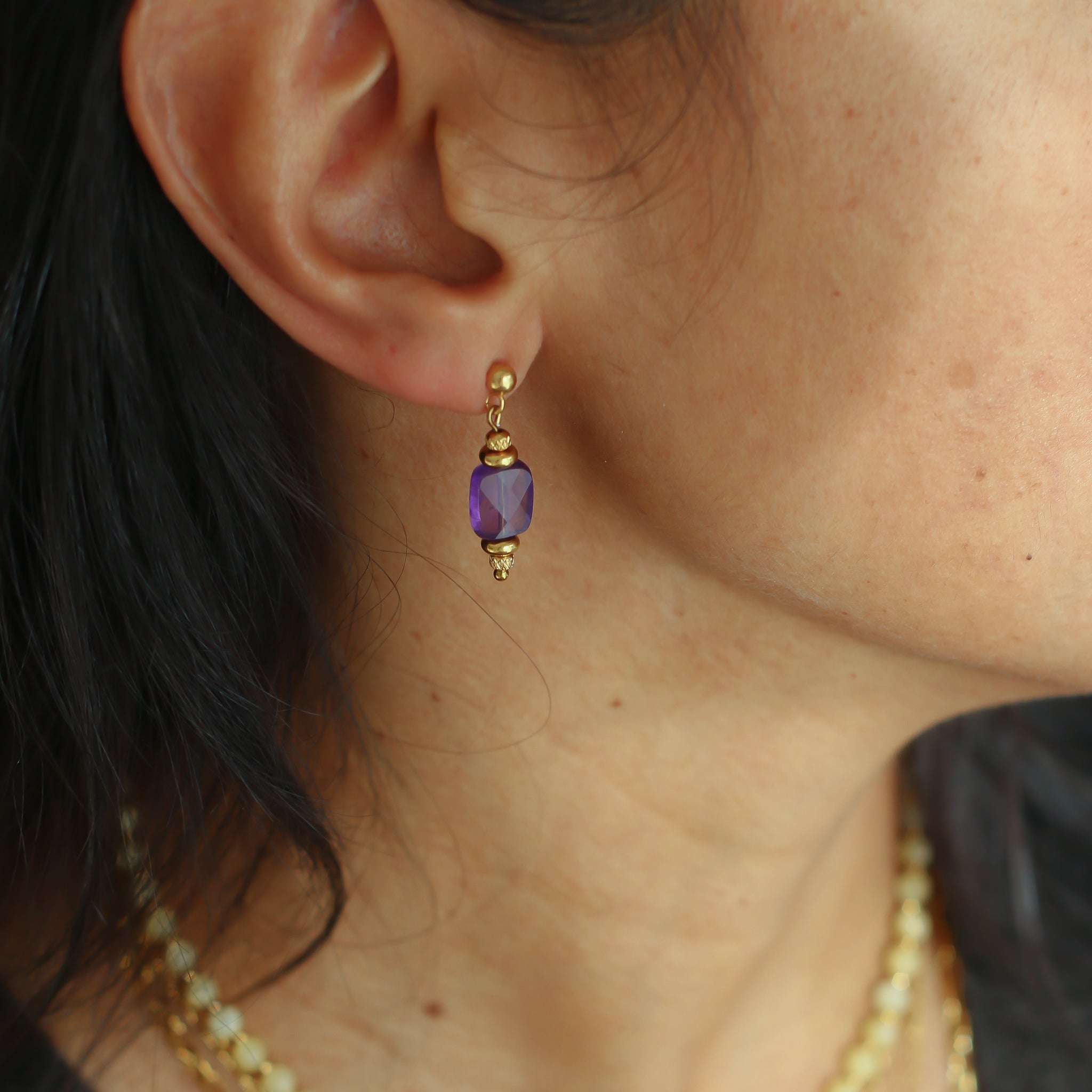 Boucles Améthyste rectangle - Mahny Jewelry