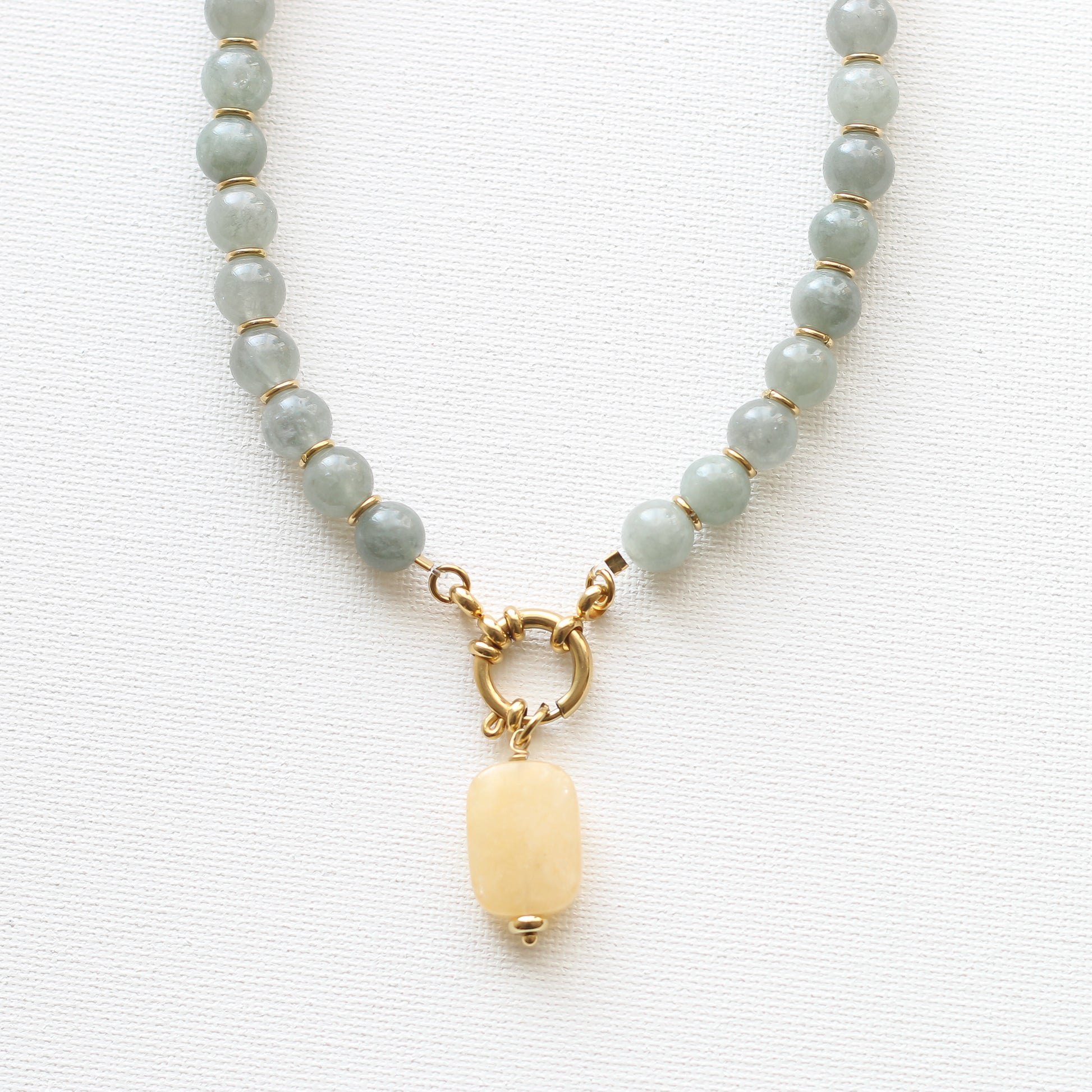Collier Quartz rutile et Aragonite Jade