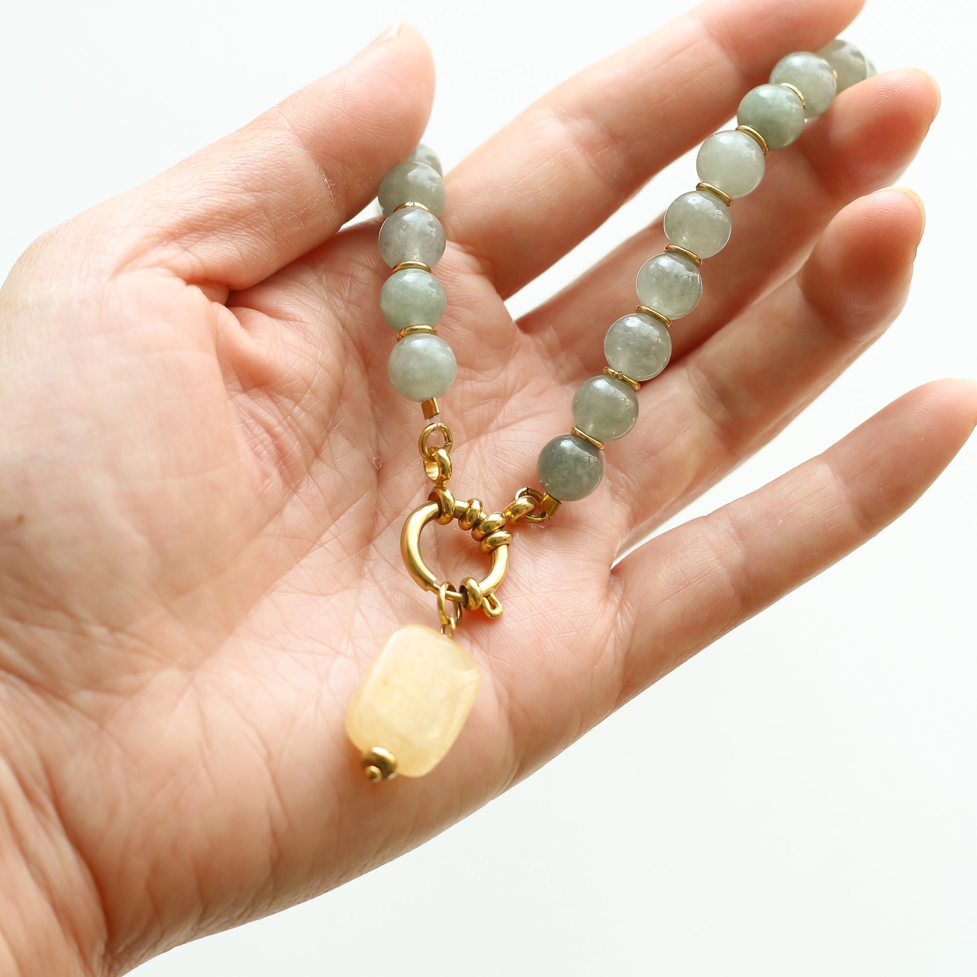 Collier Quartz rutile et Aragonite Jade
