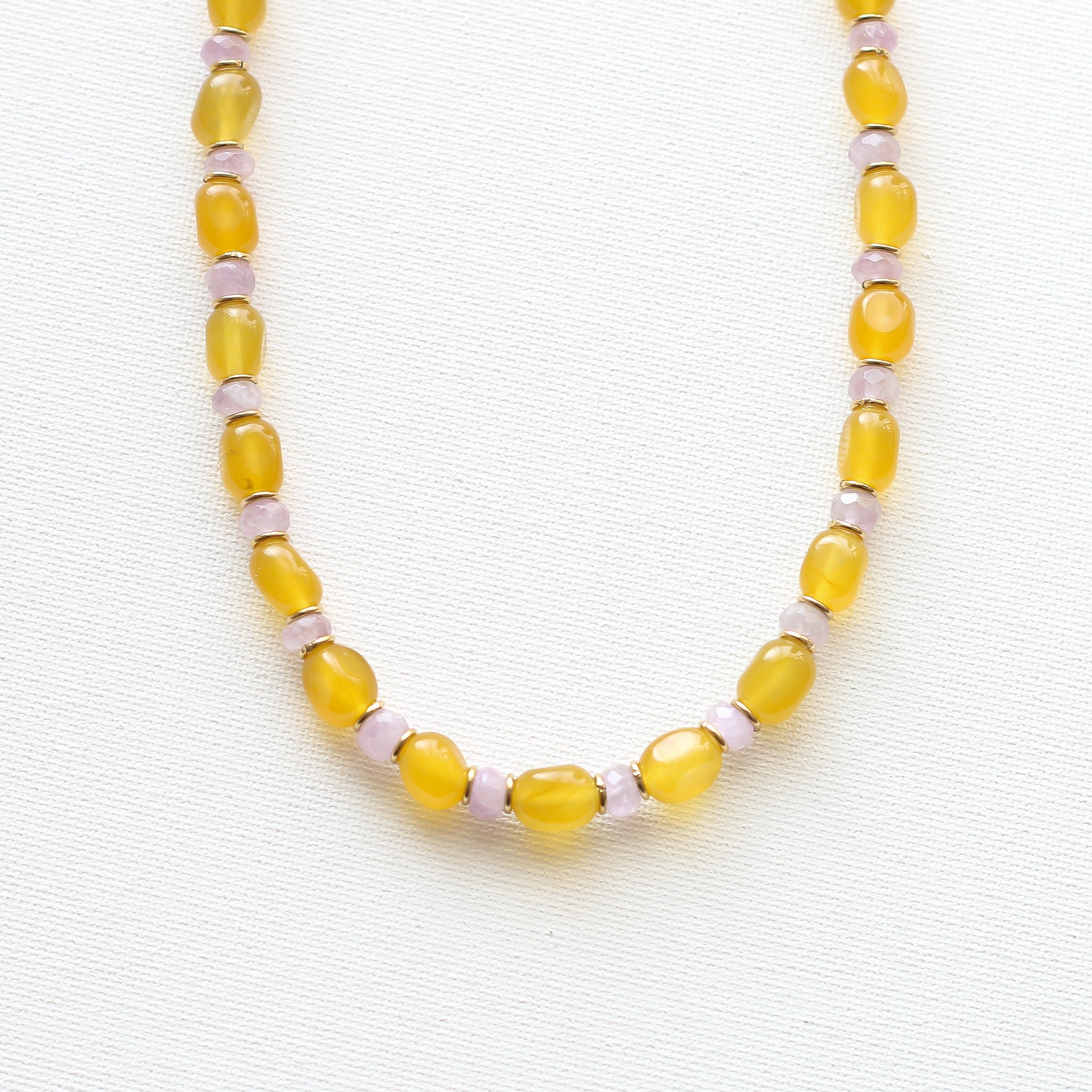 Collier Aragonite jaune et Améthyste lavande