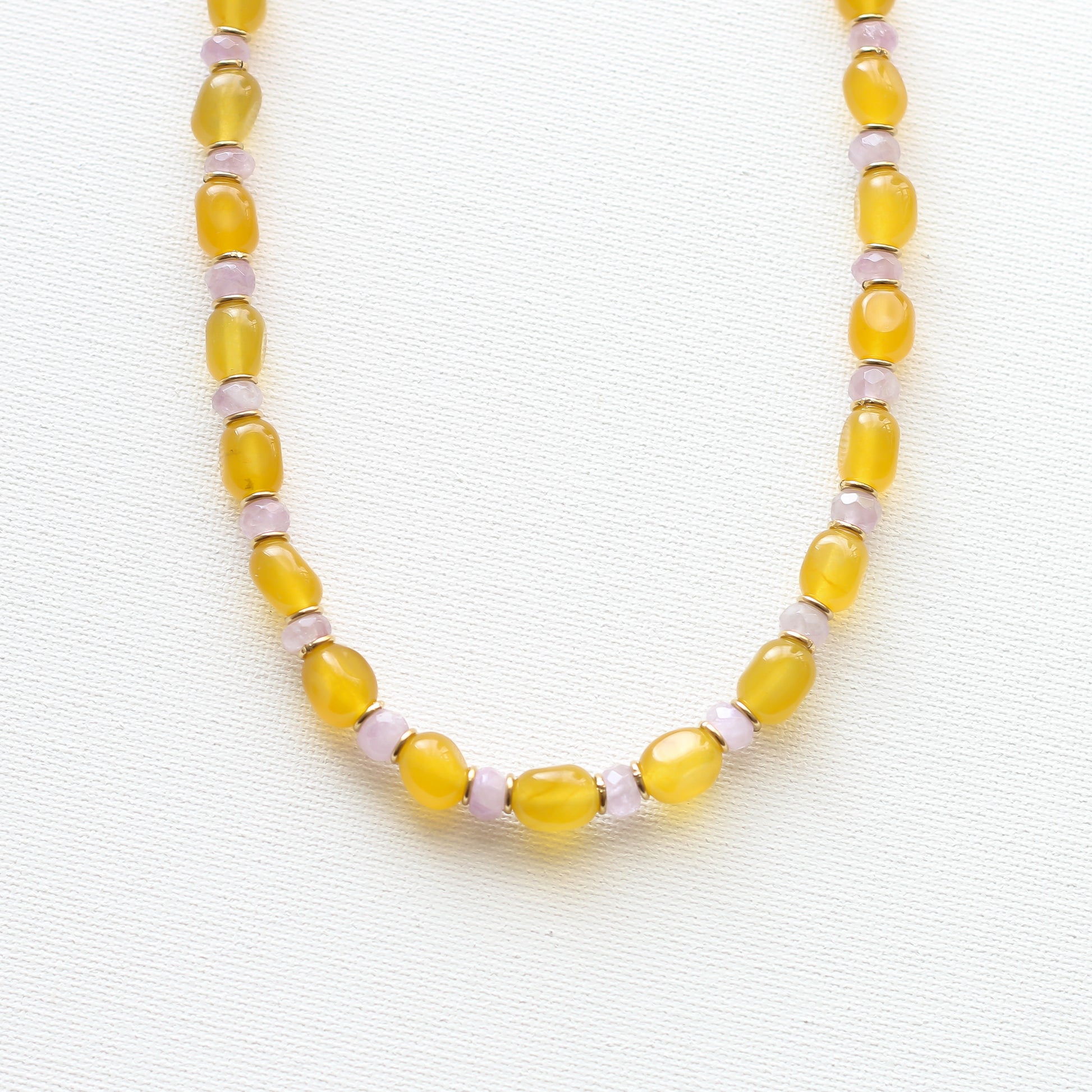 Collier Aragonite jaune et Améthyste lavande