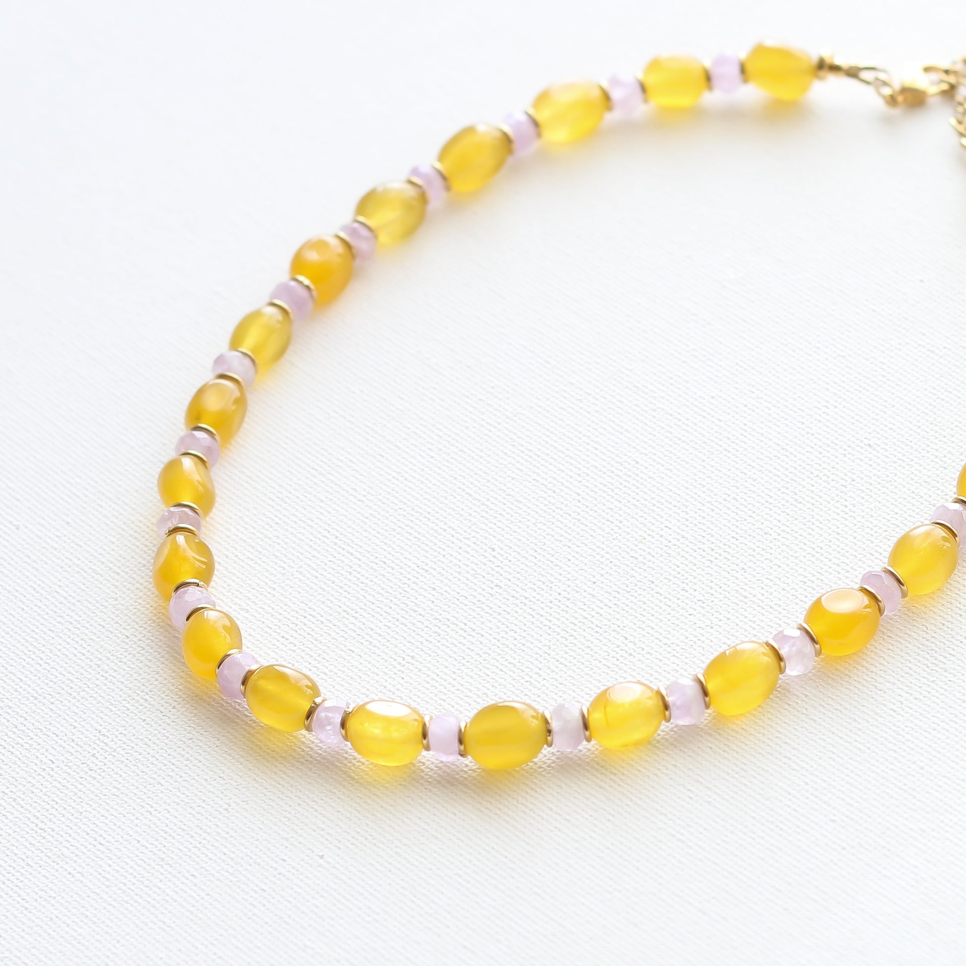 Collier Aragonite jaune et Améthyste lavande