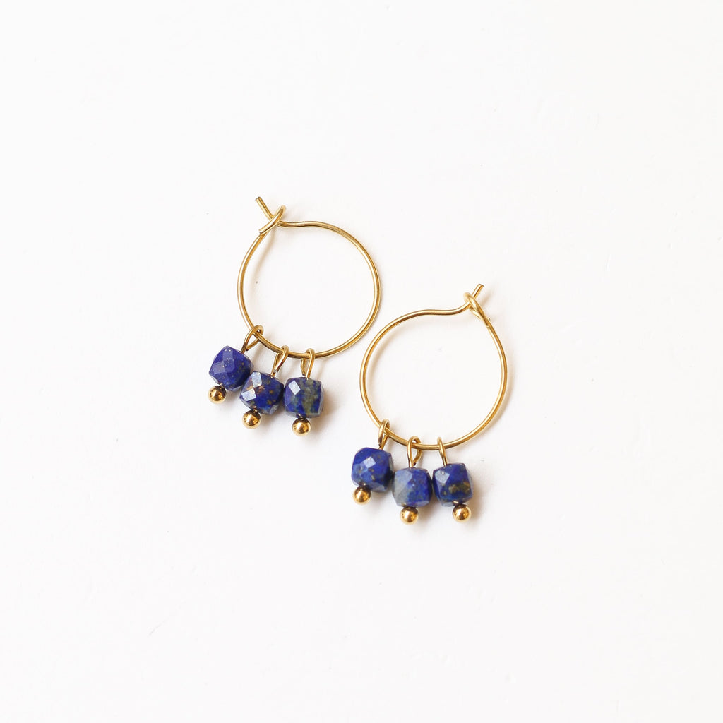 boucle créole lapis lazuli bleu pierre