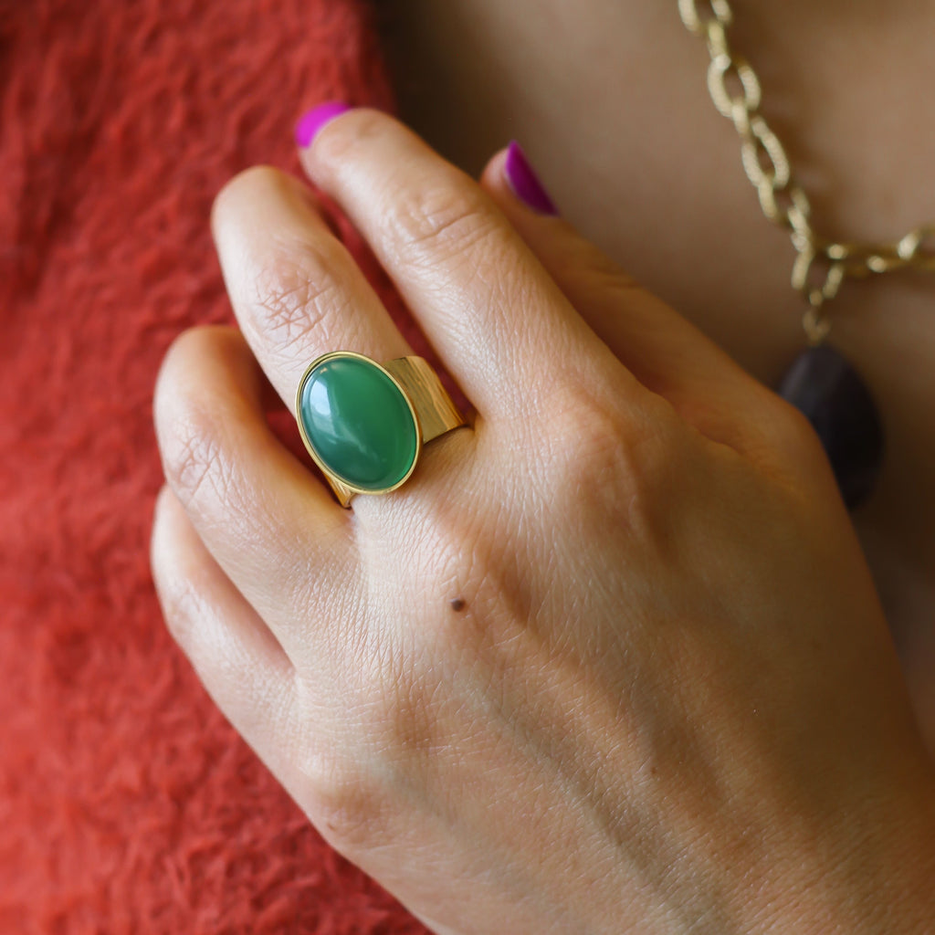 Bague grande Nacre en Acier – Mahny Jewelry