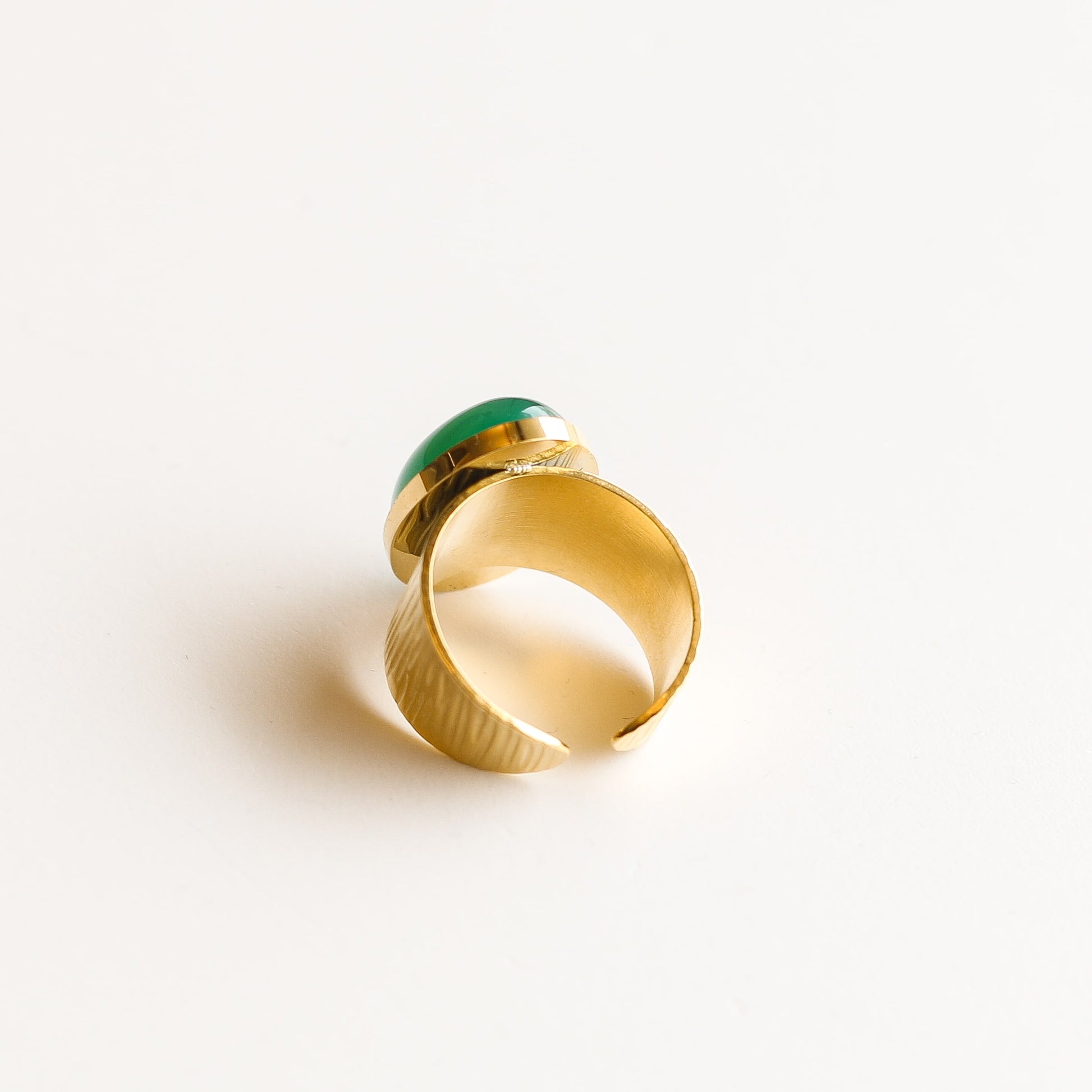 bague grande agate verte fait main