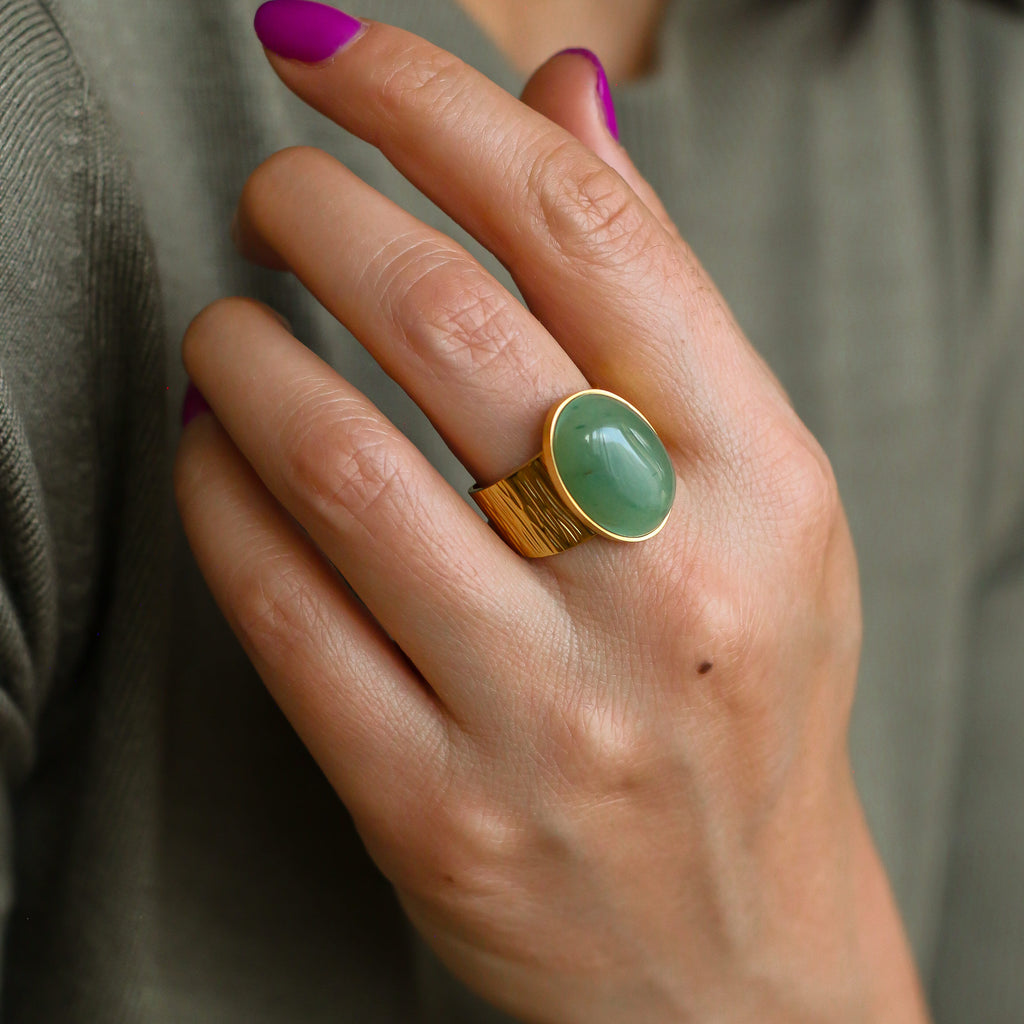 bague aventurine verte pierre mode femme