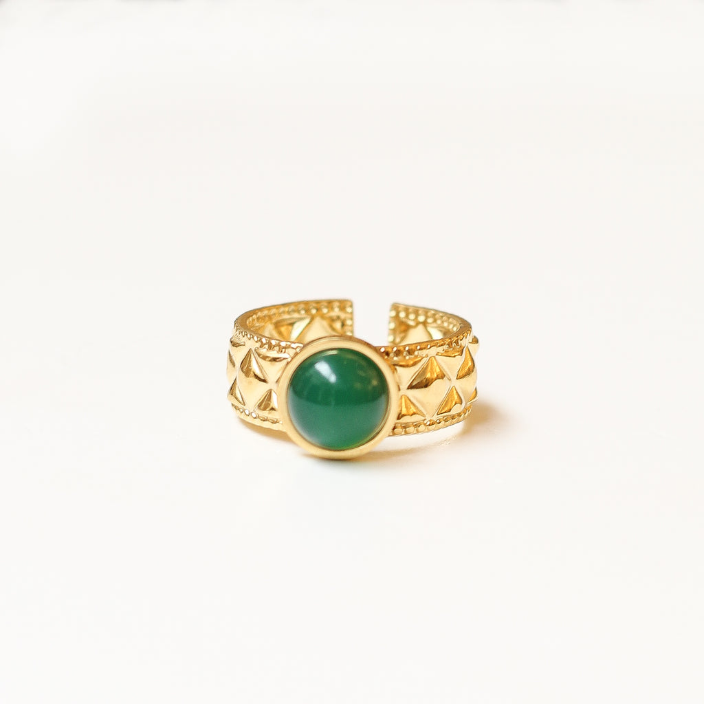 bague agate verte diamant acier accessoire