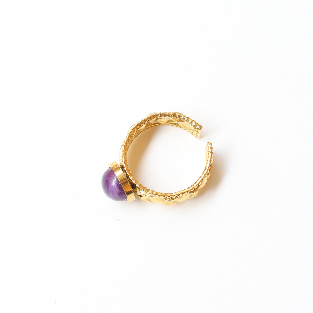 bague améthyste violet diamant fait main