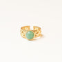 bague aventurine diamant acier inoxydable doré