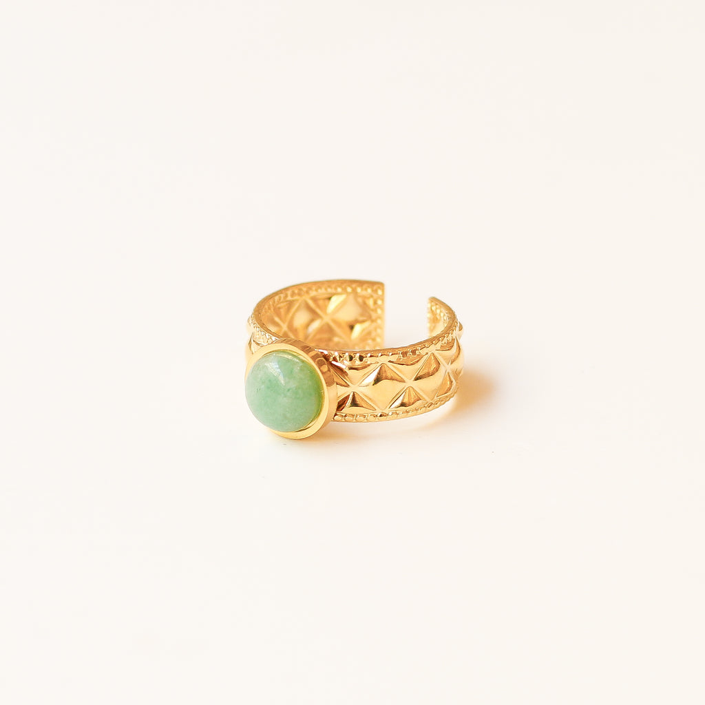 bague aventurine diamant acier bijou femme