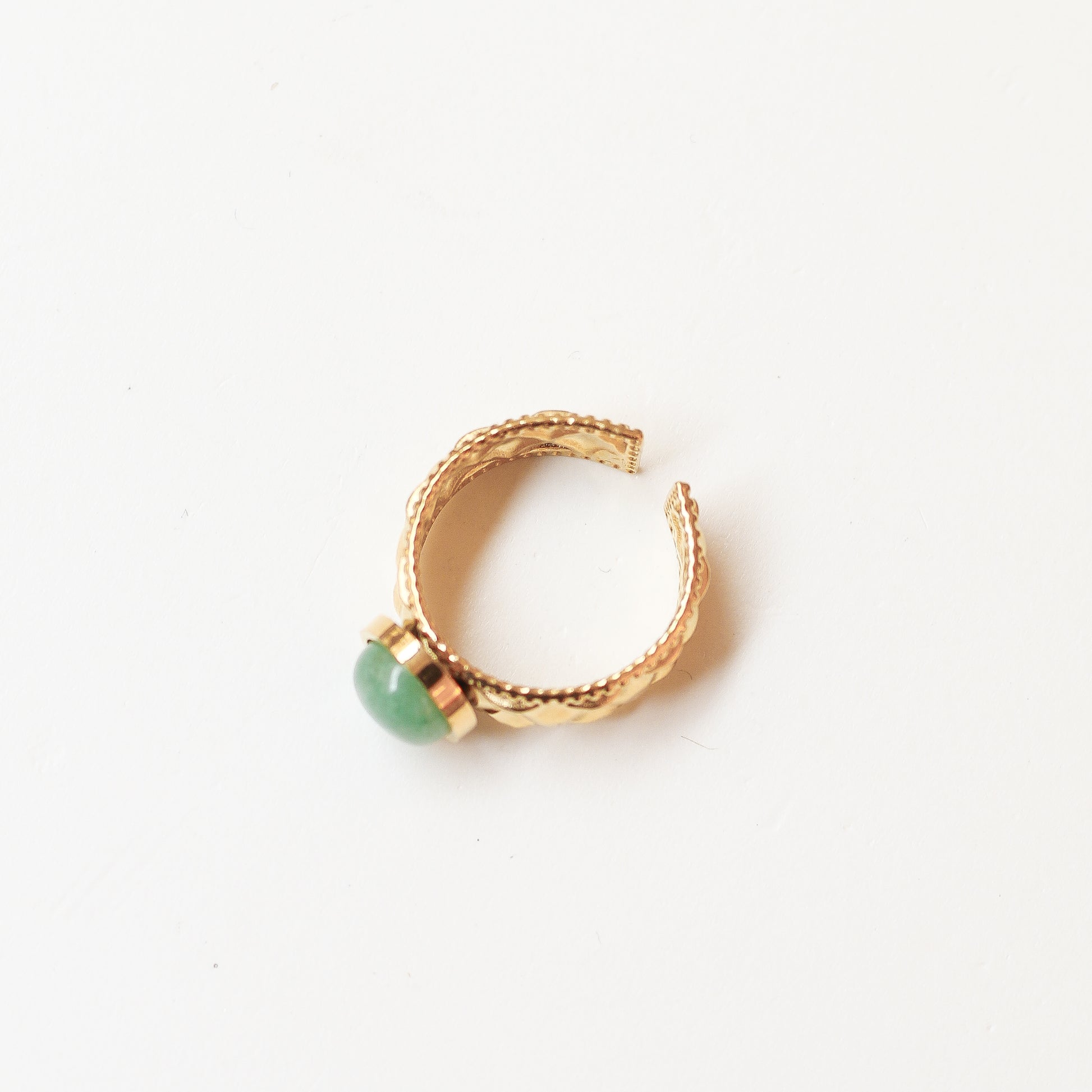 bague aventurine diamant acier réglable unique