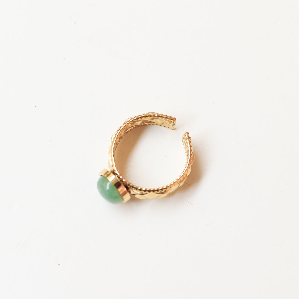 bague aventurine diamant acier réglable unique