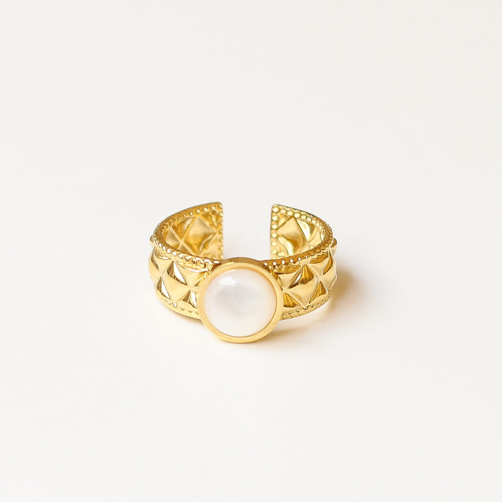 bague nacre diamant acier cadeau noël 