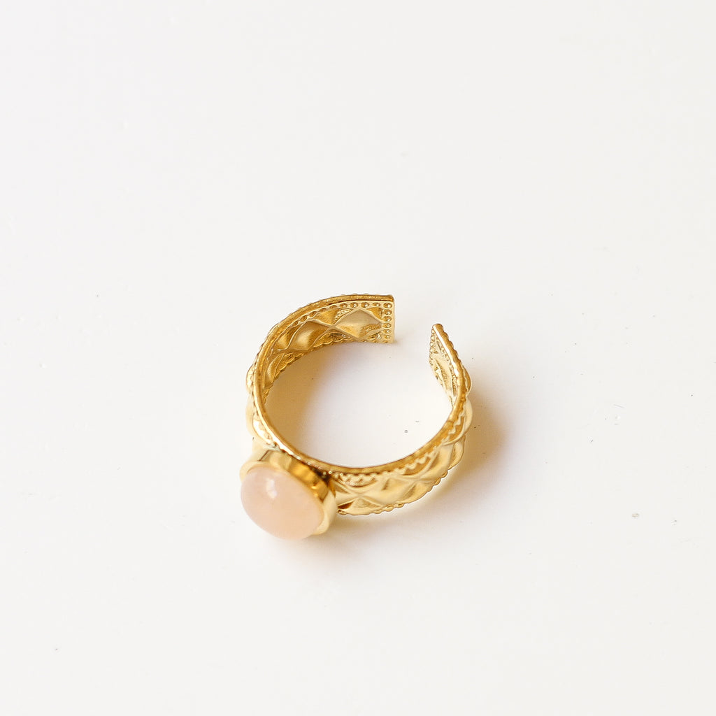bague diamant quartz rose inoxydable paris