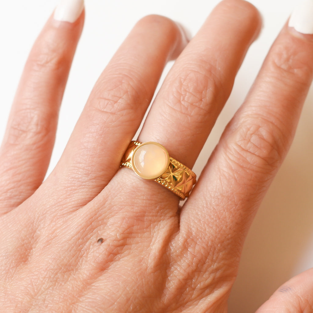 bague diamant quartz rose lithothérapie pierre