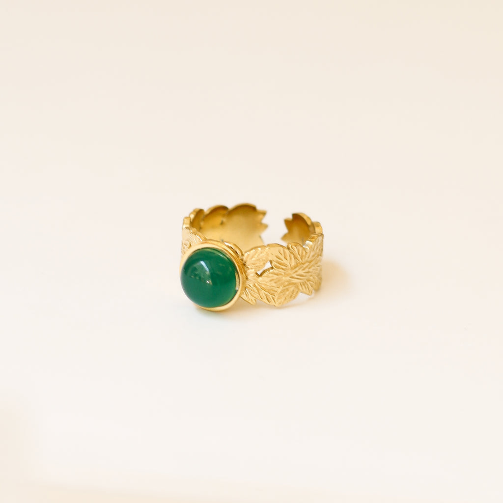 bague agate verte feuille tendance mode