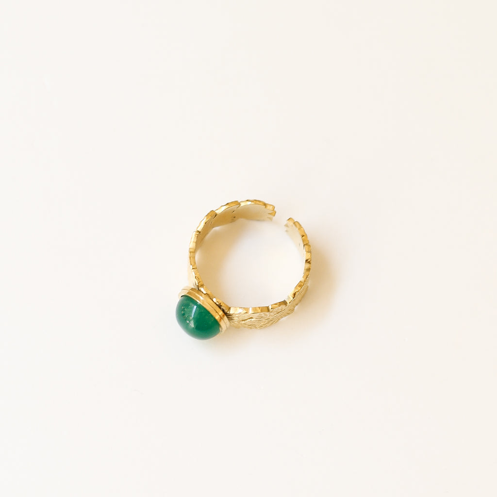 bague agate verte feuille marque française