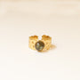 bague labradorite feuille acier doré réglable