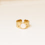 bague nacre feuille pierre blanche acier