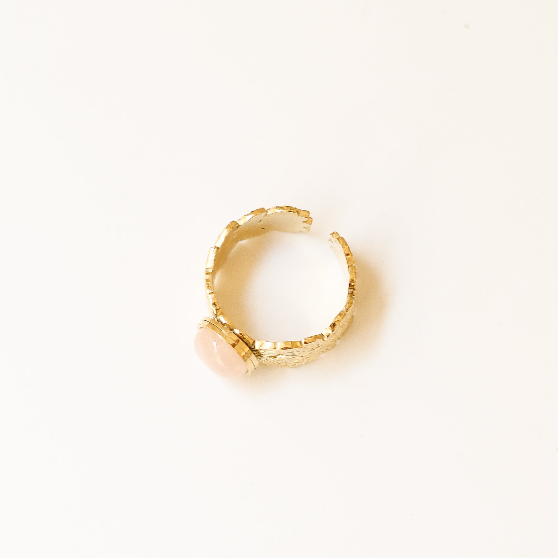 bague feuille quartz rose noël cadeau