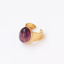 bague améthyste violet grande acier doré