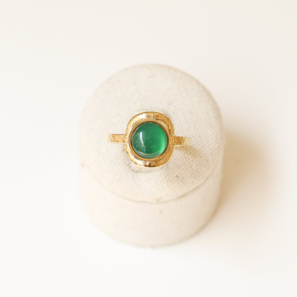 bague agate verte martelée femme accessoire