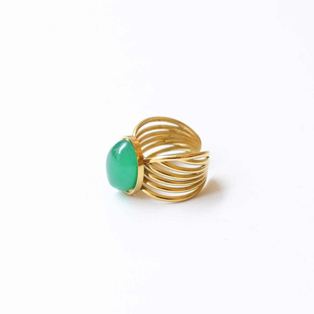 bague agate verte vague lithothérapie vertu