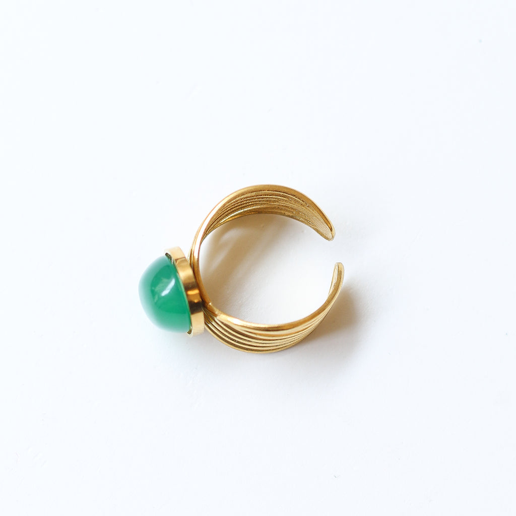 bague agate verte vague tendance moderne