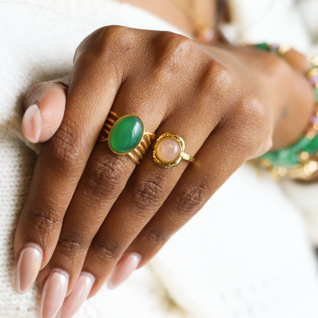 bague agate verte vague créateur mode