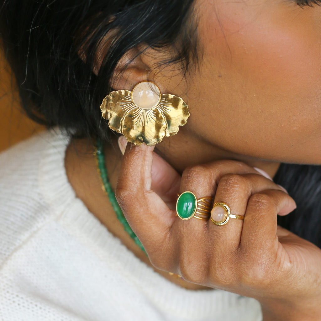 bague agate verte vague unique originale