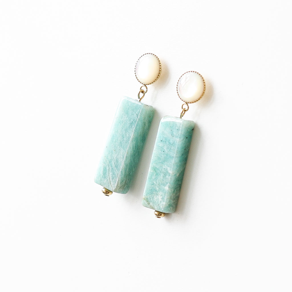 boucle pendante amazonite nacre turquoise cadeau
