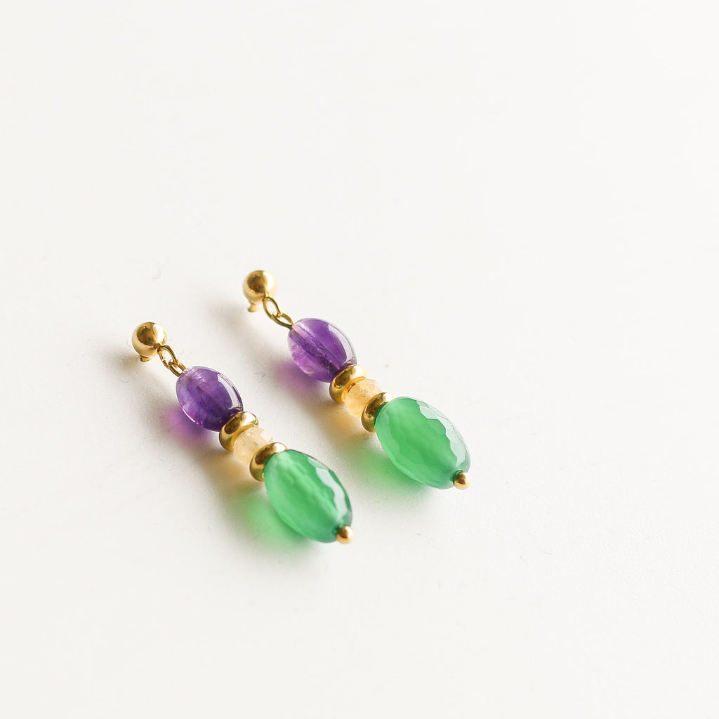 boucle améthyste agate verte fait main