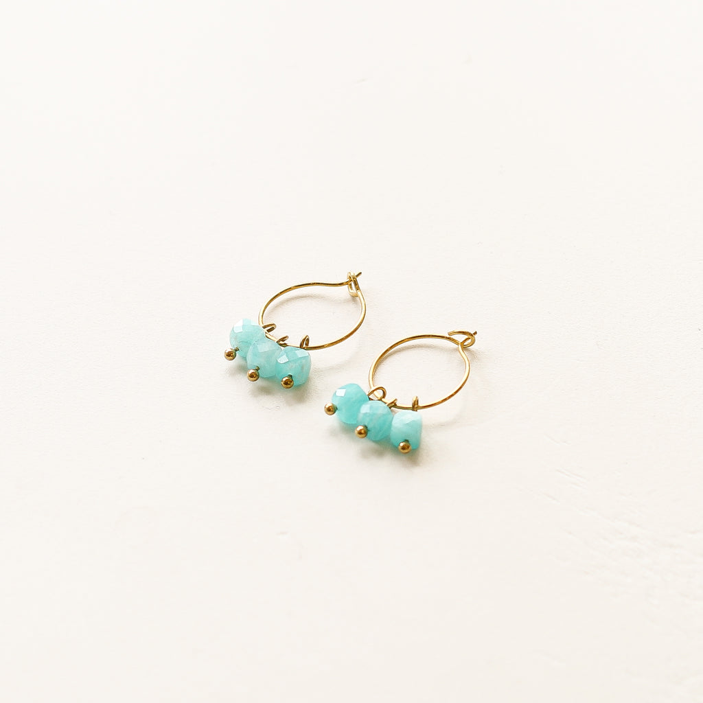 petite créoles amazonite bleu turquoise créatrice