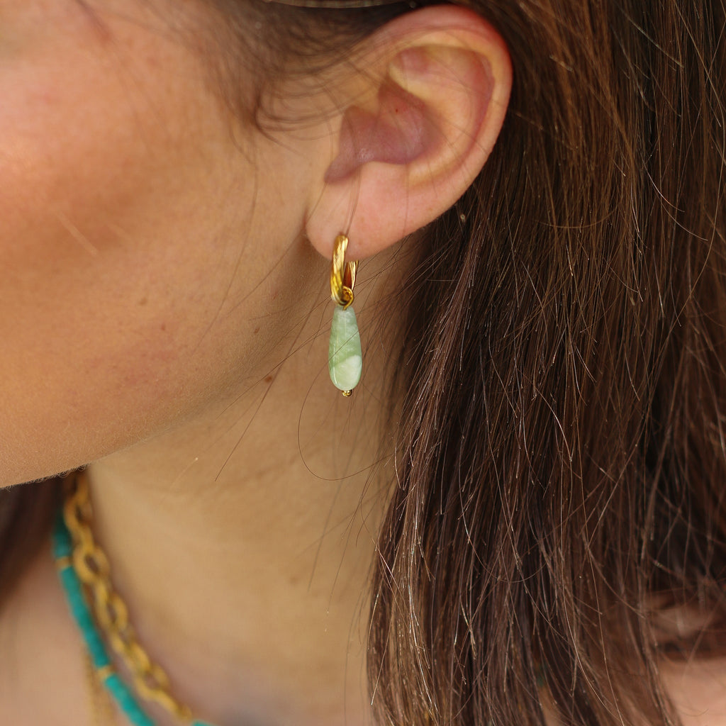 boucle anneau angélite pierre naturelle vert