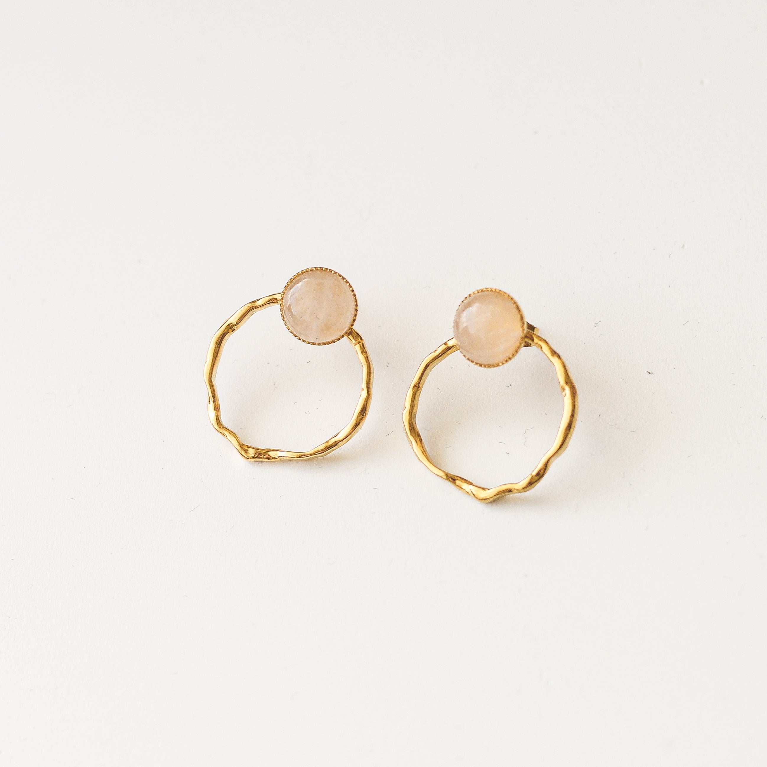 boucle anneau quartz rose pierre naturelle