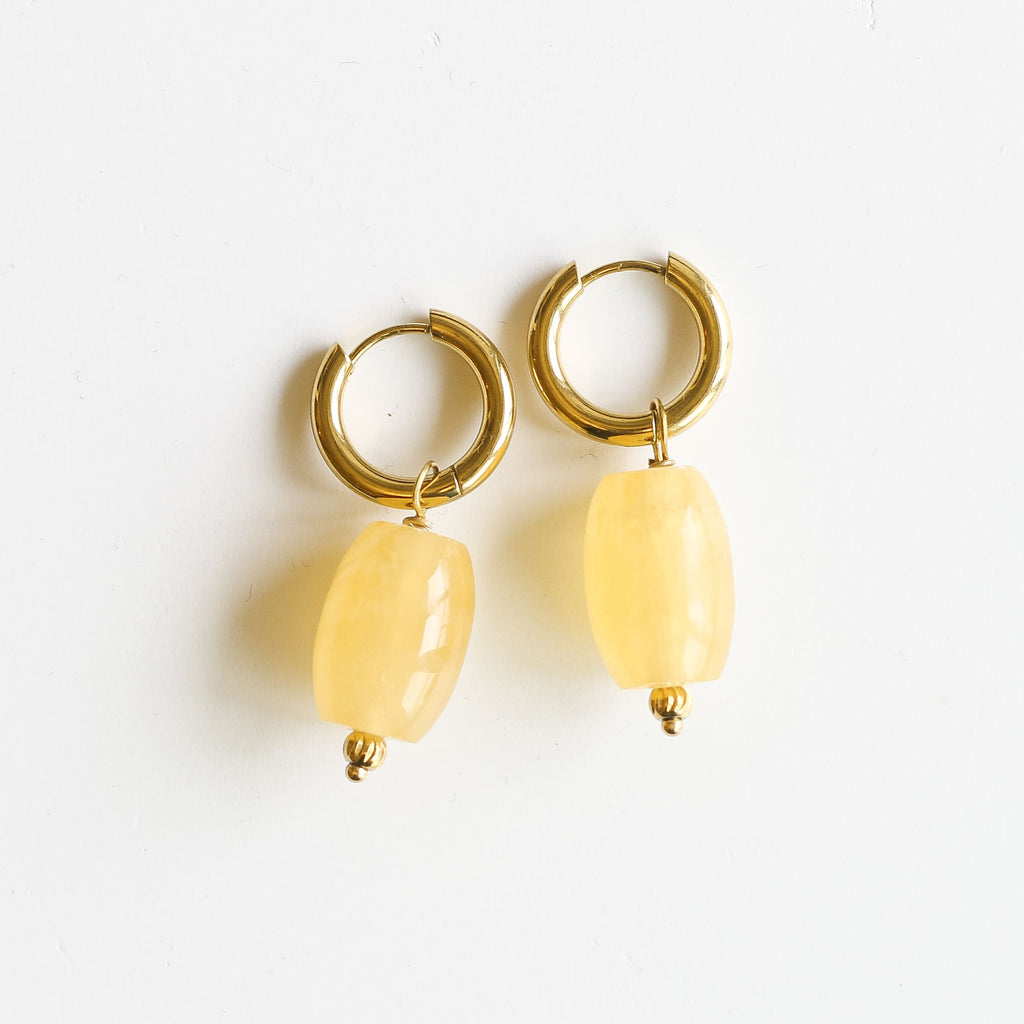 bijou boucle calcedoine jaune mini créole