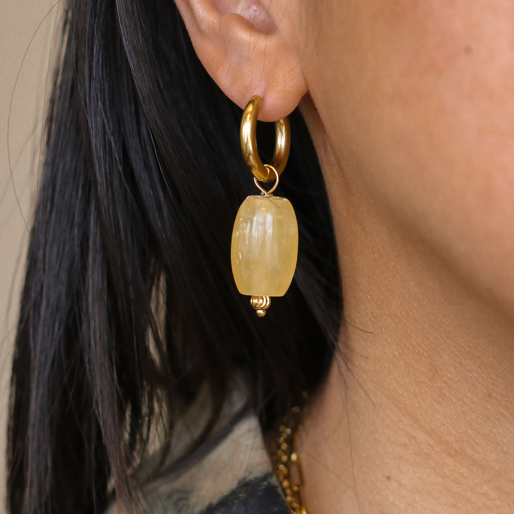 bijou boucle calcedoine jaune idée cadeau