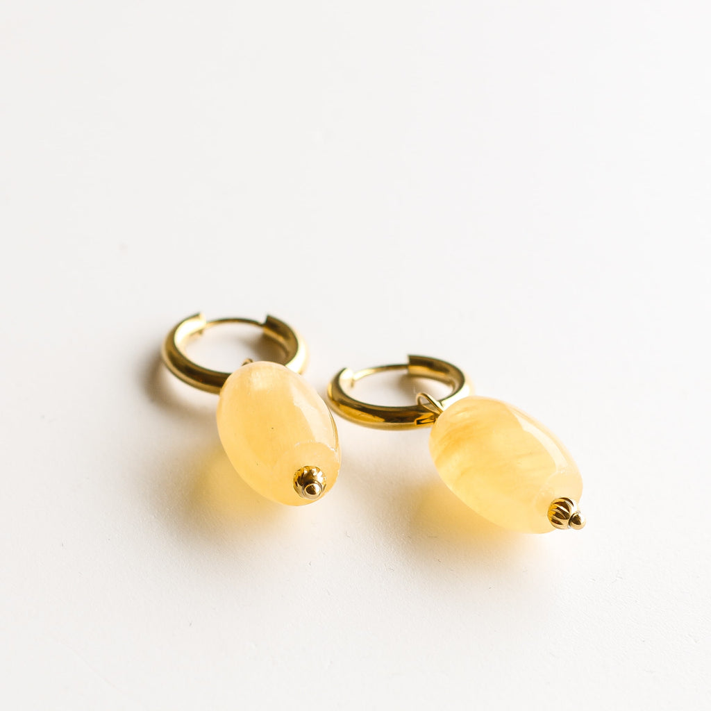 bijou boucle calcedoine jaune cadeau anniversaire
