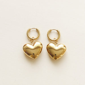 Anneaux coeur doré en acier inoxydable