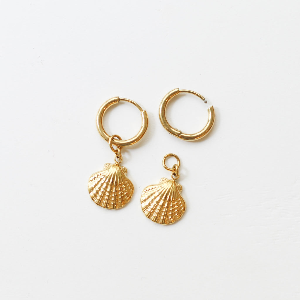 boucle oreille anneau coquillage acier cadeau
