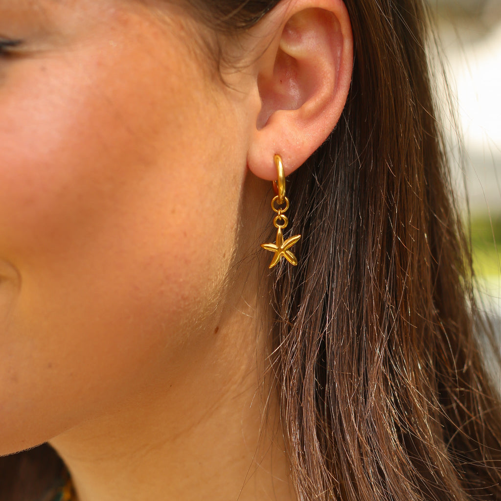 boucle oreille créole étoile mer doré